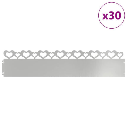 Plænekanter 30 stk. 103 x 0,05 x 22 cm Galvaniseret stål Sølv