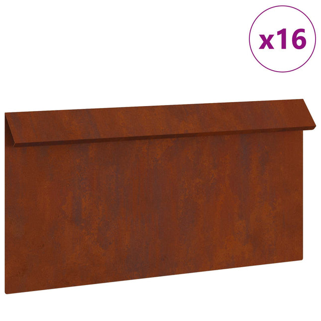 Sneglehegn 16 stk. 50 x 3,5 x 25 cm Cortenstål Rusten