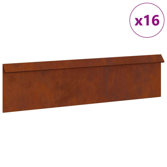 Sneglehegn 16 stk. 100 x 3,5 x 25 cm Cortenstål Rusten