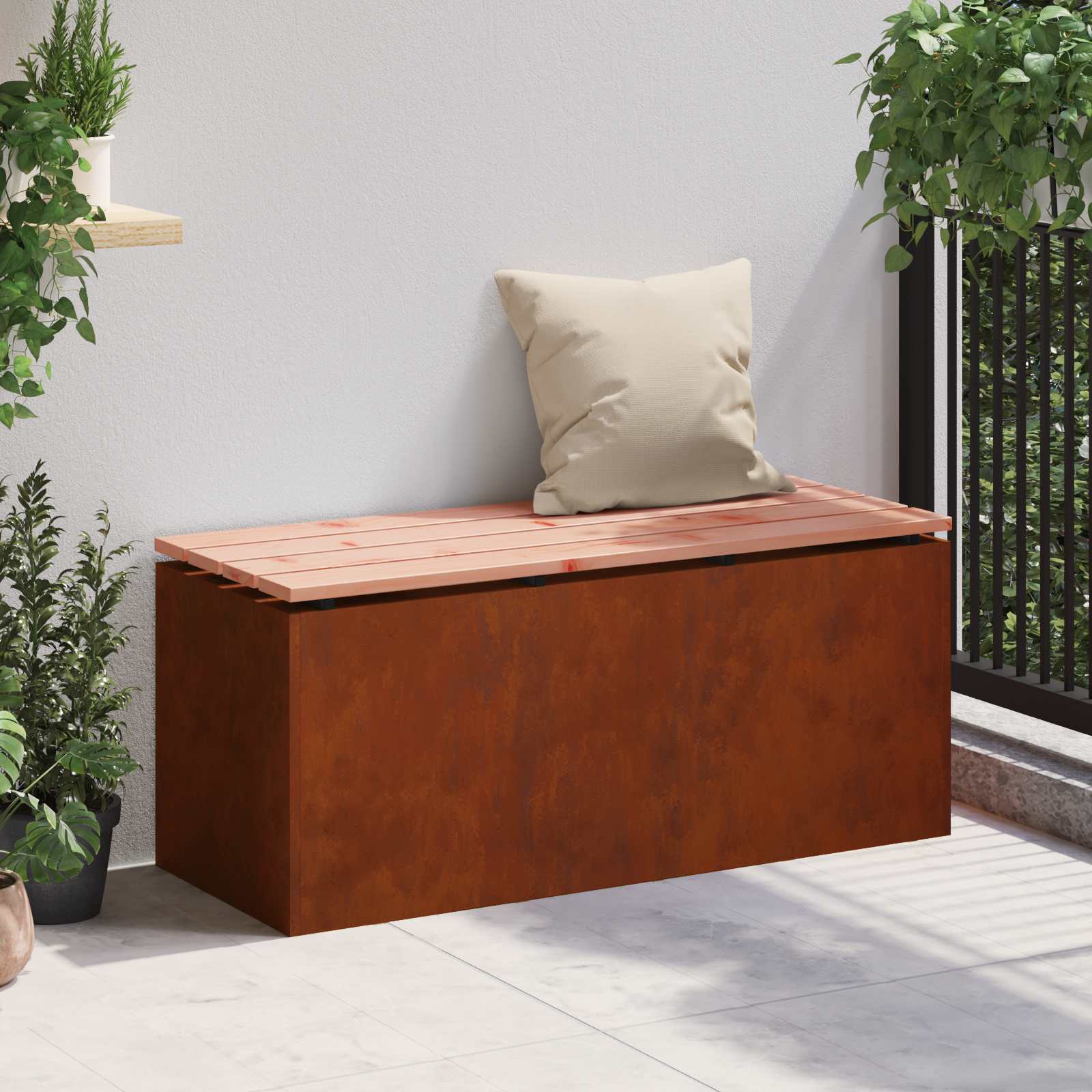 Havebænk Rusten 100 x 40 x 43 cm Forvitret stål