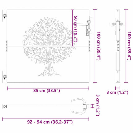 Haveport med lås Sort 85 x 100 cm Pulverlakeret Stål