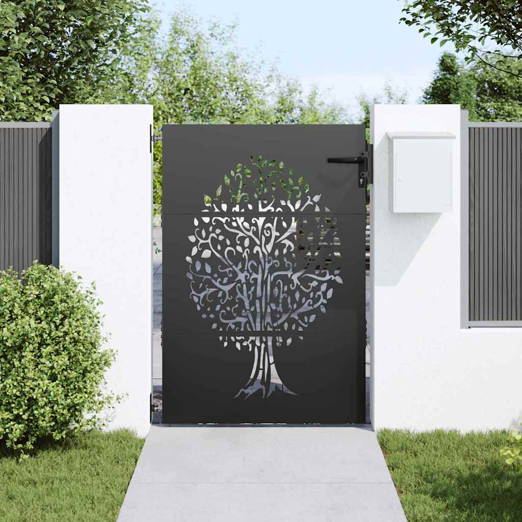 Haveport med lås Sort 85 x 125 cm Pulverlakeret Stål