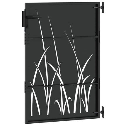 Haveport med lås Sort 85 x 150 cm Pulverlakeret Stål