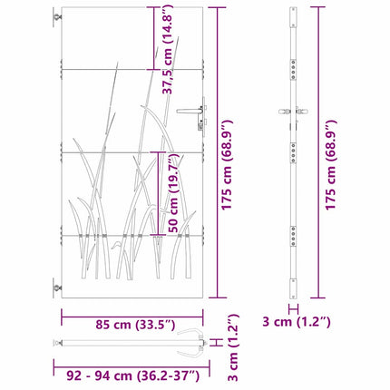 Haveport med lås Sort 85 x 175 cm Pulverlakeret Stål