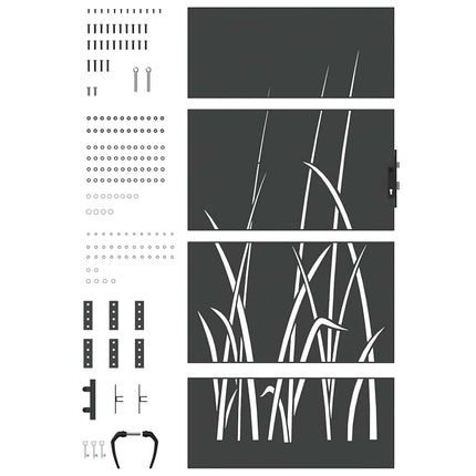 Haveport med lås Sort 85 x 200 cm Pulverlakeret Stål