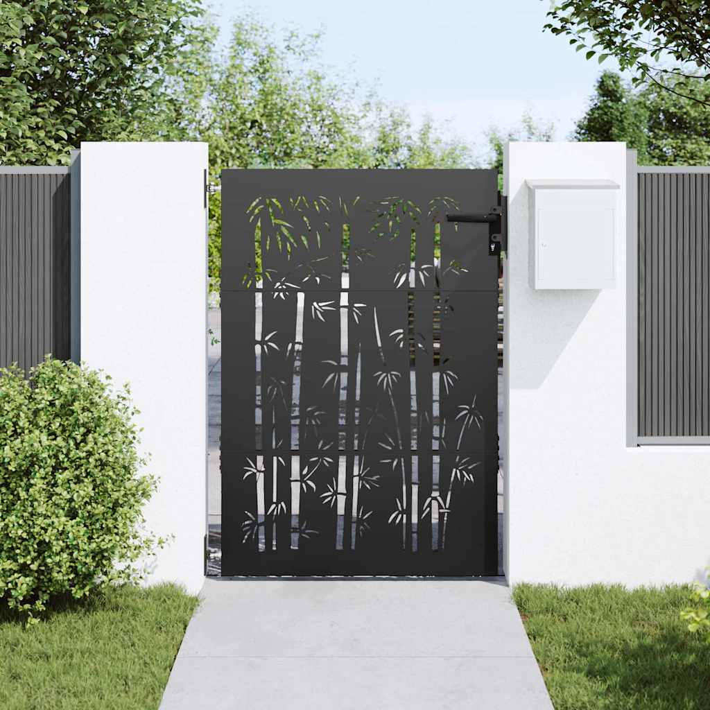 Haveport med lås Sort 85 x 125 cm Pulverlakeret Stål