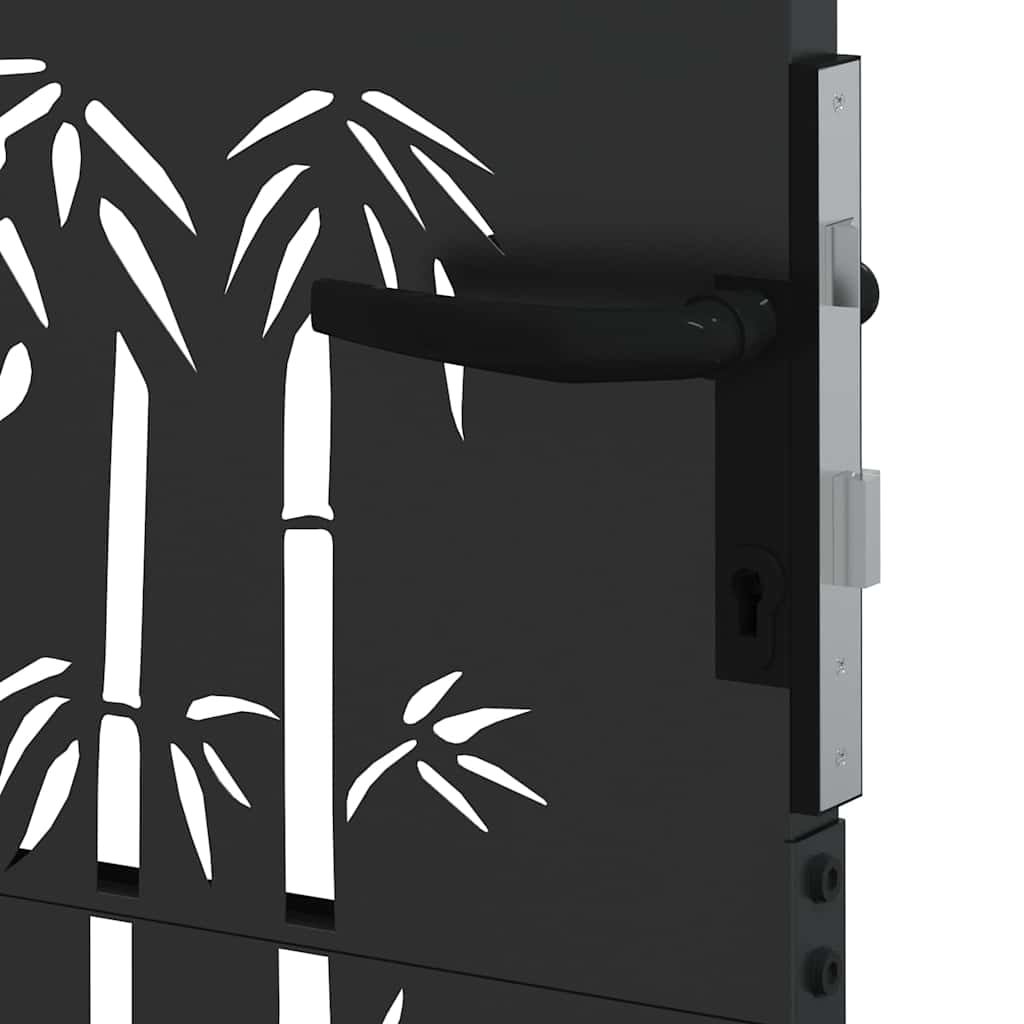 Haveport 85 x 175 cm Pulverlakeret Stål Sort Låses
