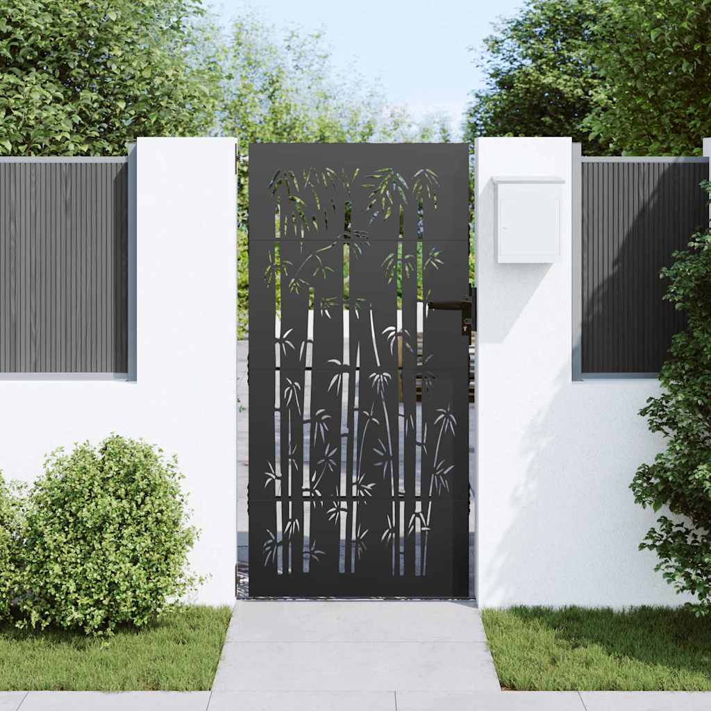 Haveport 85 x 175 cm Pulverlakeret Stål Sort Låses