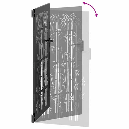 Haveport 85 x 175 cm Pulverlakeret Stål Sort Låses