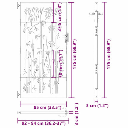 Haveport 85 x 175 cm Pulverlakeret Stål Sort Låses