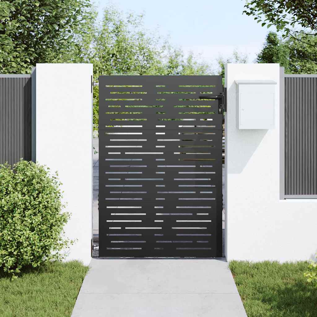Haveport med lås Sort 85 x 125 cm Pulverlakeret Stål