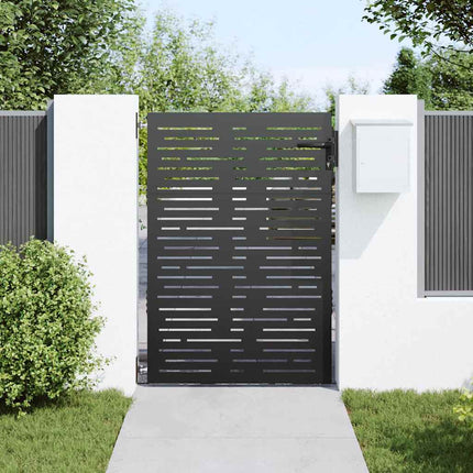 Haveport med lås Sort 85 x 150 cm Pulverlakeret Stål