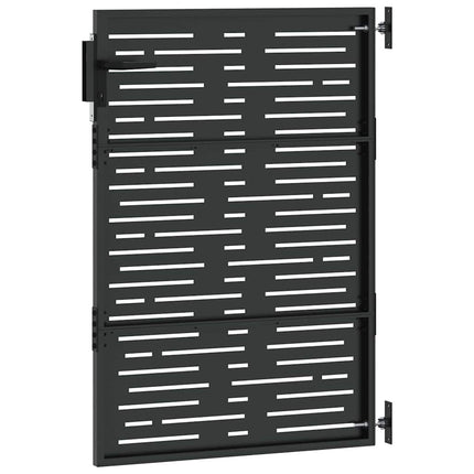 Haveport med lås Sort 85 x 150 cm Pulverlakeret Stål
