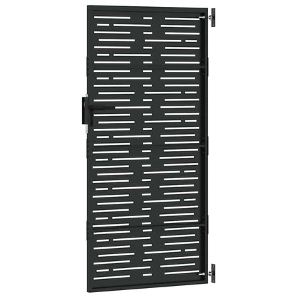 Haveport med lås Sort 85 x 200 cm Pulverlakeret Stål
