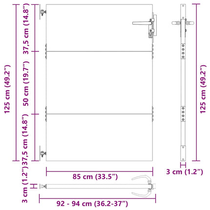 Haveport med lås Sort 85 x 125 cm Pulverlakeret Stål
