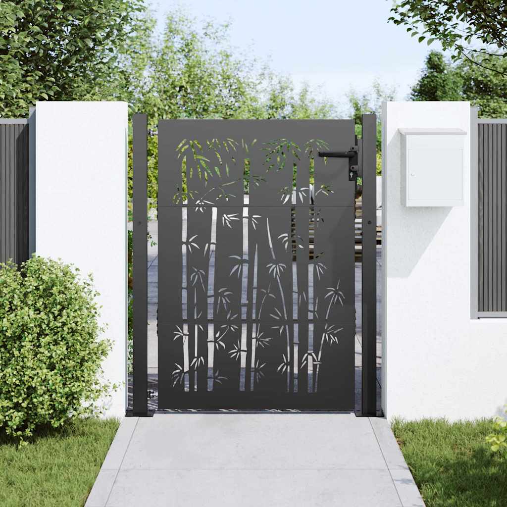 Haveport med lås Sort 110 x 155 cm Pulverlakeret stål