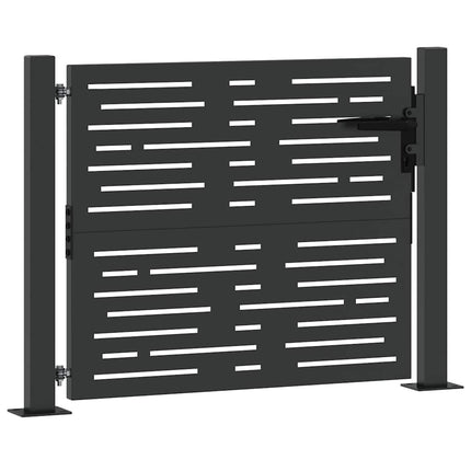 Haveport med lås Sort 110 x 105 cm Pulverlakeret stål