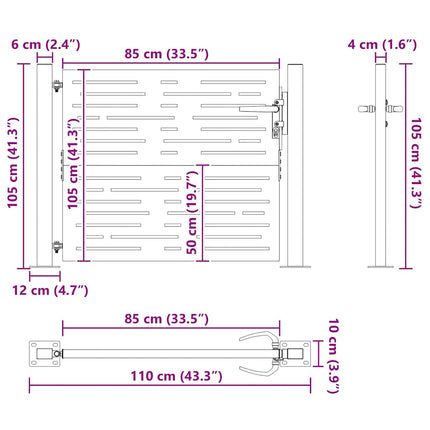 Haveport med lås Sort 110 x 105 cm Pulverlakeret stål