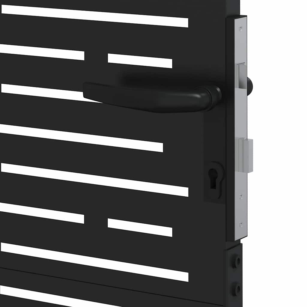 Haveport med lås Sort 110 x 205 cm Pulverlakeret stål