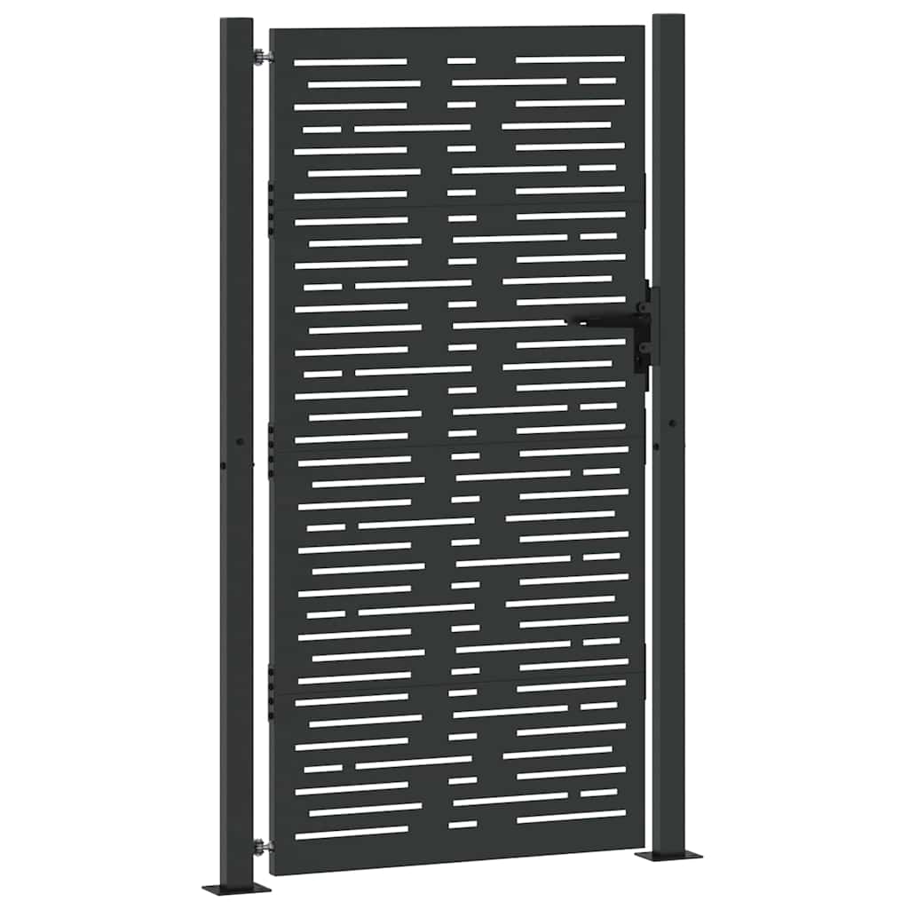Haveport med lås Sort 110 x 205 cm Pulverlakeret stål
