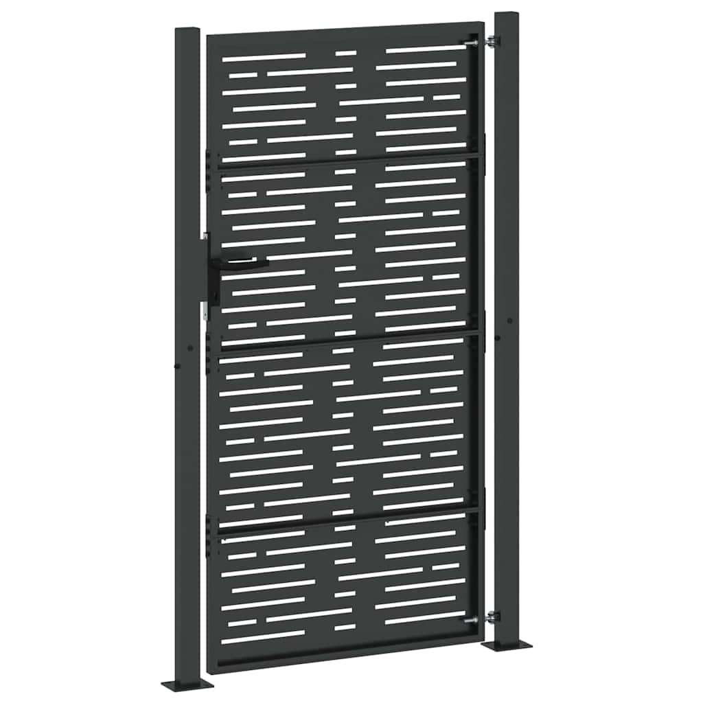 Haveport med lås Sort 110 x 205 cm Pulverlakeret stål