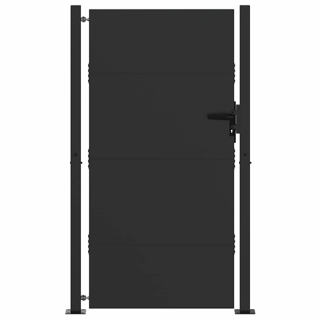 Haveport med lås Sort 110 x 180 cm Pulverlakeret stål