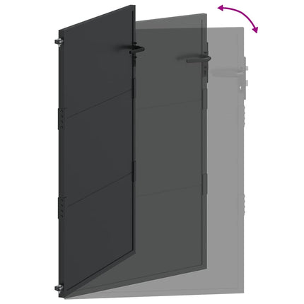 Haveport med lås Sort 110 x 155 cm Pulverlakeret stål