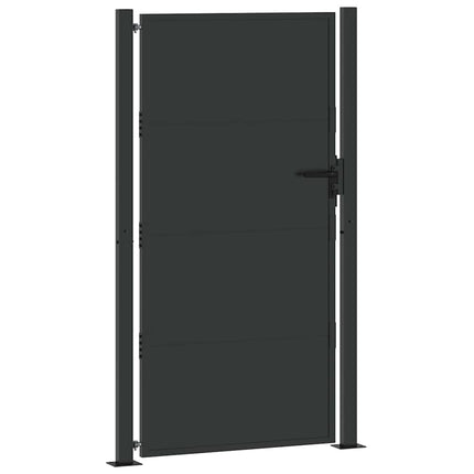 Haveport med lås Sort 110 x 205 cm Pulverlakeret stål