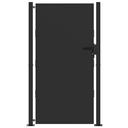 Haveport med lås Sort 110 x 205 cm Pulverlakeret stål