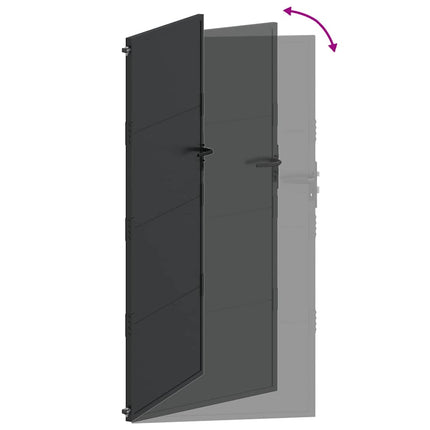 Haveport med lås Sort 110 x 205 cm Pulverlakeret stål