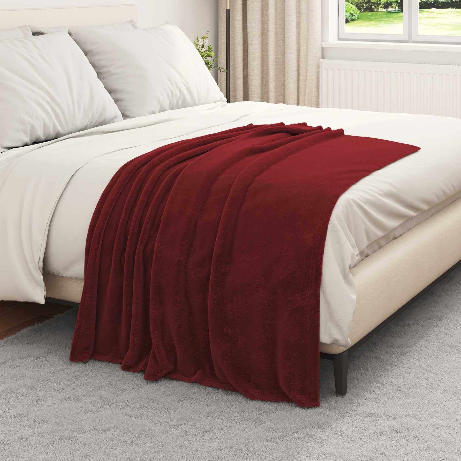 Throw tæppe Bordeaux Rød 130 x 150 cm Fleece