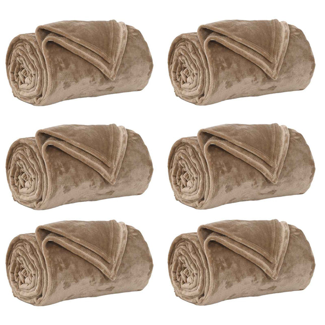 Kastetæpper 6 pcs Camel 240 x 270 cm Fleece