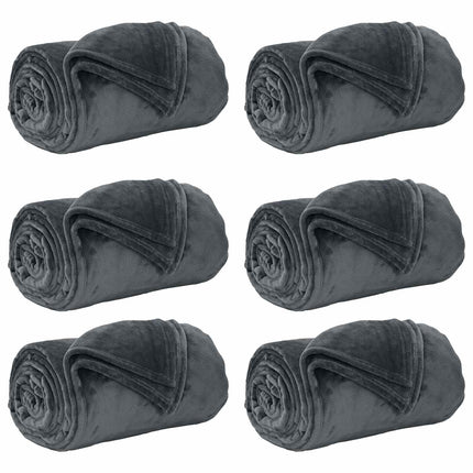 Kastetæpper 6 pcs Mørkegrå 150 x 200 cm Fleece
