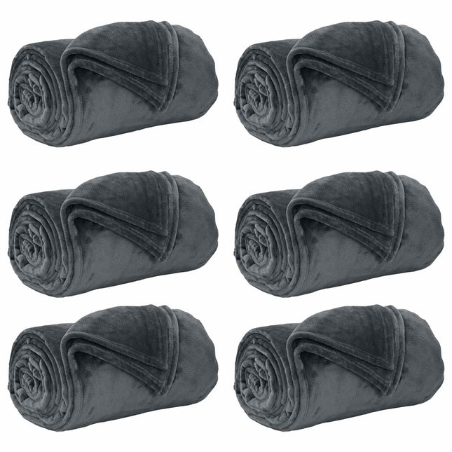 Kastetæpper 6 pcs Mørkegrå 240 x 270 cm Fleece