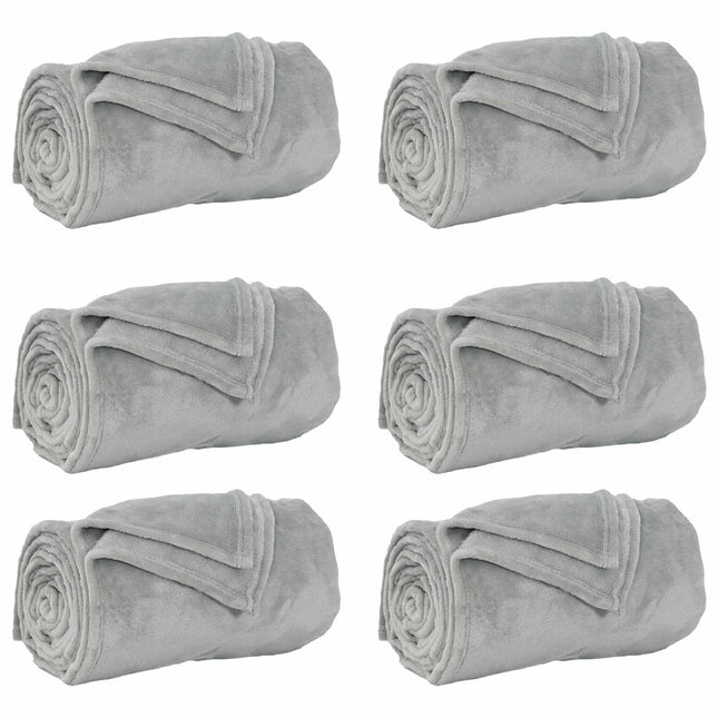 Kastetæpper 6 pcs Grå 130 x 150 cm Fleece