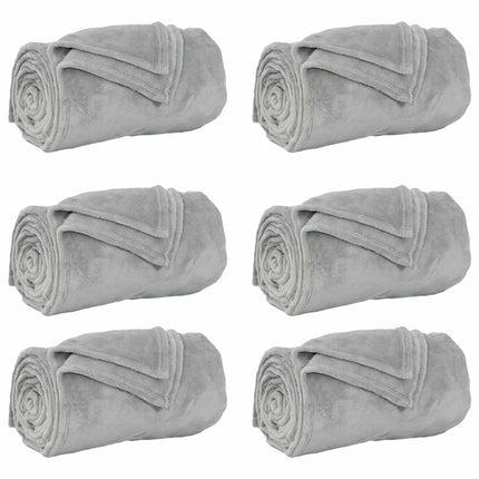 Kastetæpper 6 pcs Grå 240 x 270 cm Fleece