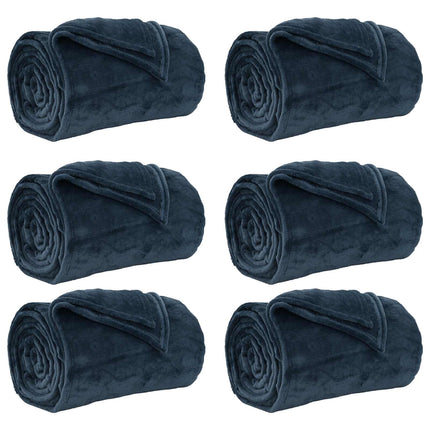 Kastetæpper 6 pcs Mørkeblå 150 x 200 cm Fleece