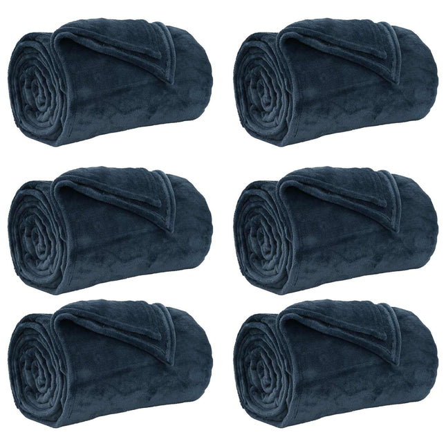 Kastetæpper 6 pcs Mørkeblå 150 x 200 cm Fleece