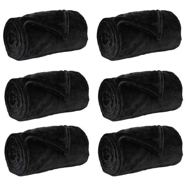 Kastetæpper 6 pcs Sort 130 x 150 cm Fleece