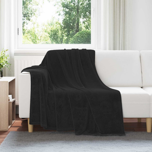 Kastetæpper 6 pcs Sort 150 x 200 cm Fleece