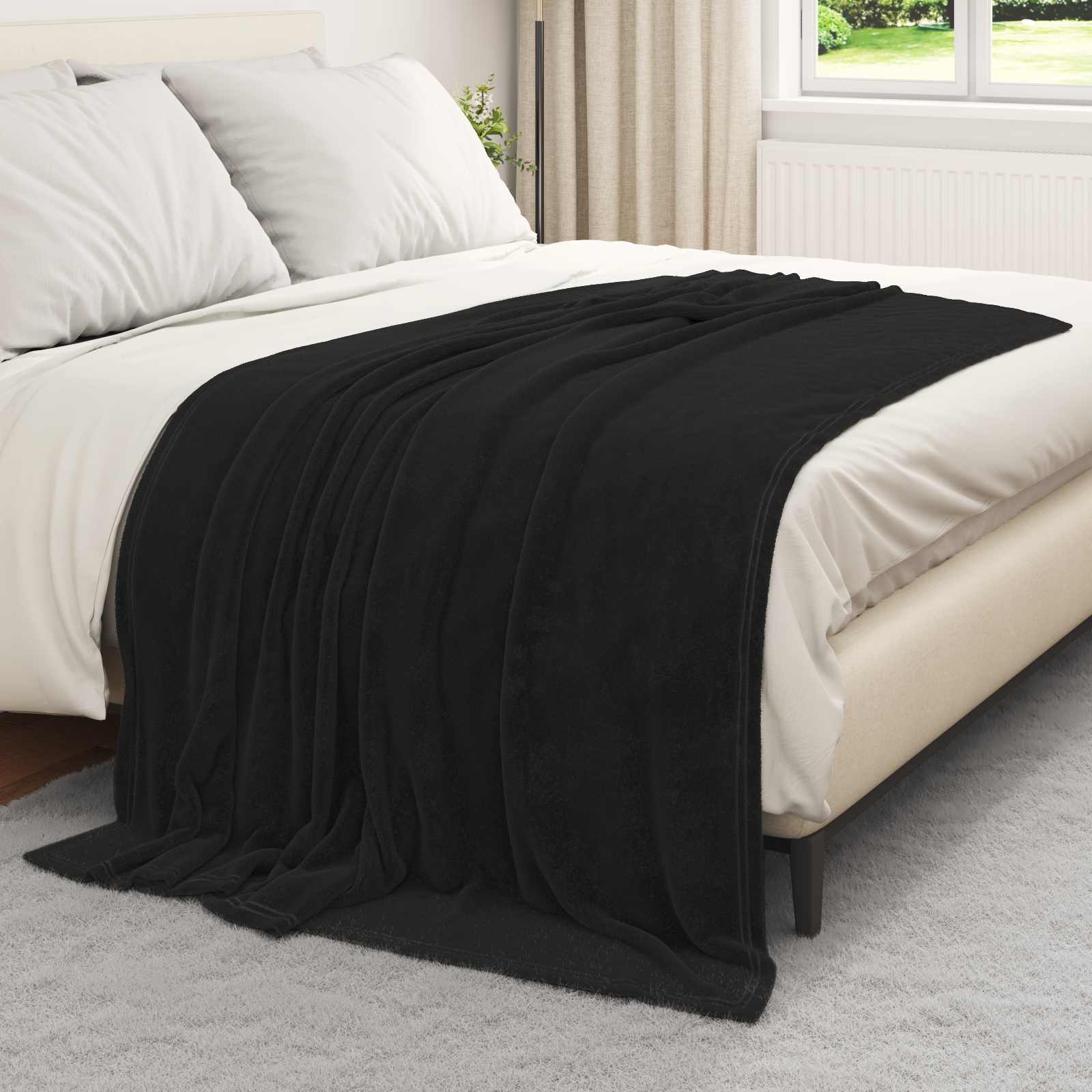 Kastetæpper 6 pcs Sort 150 x 200 cm Fleece