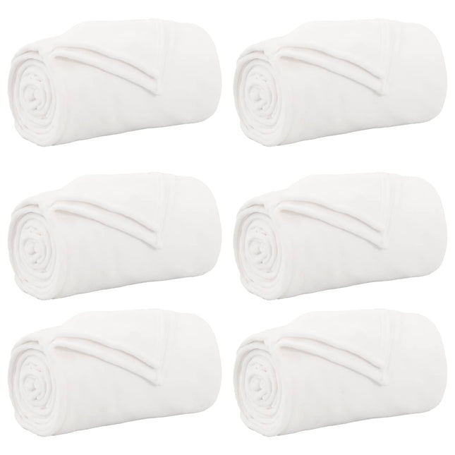 Kastetæpper 6 pcs Hvid 130 x 150 cm Fleece