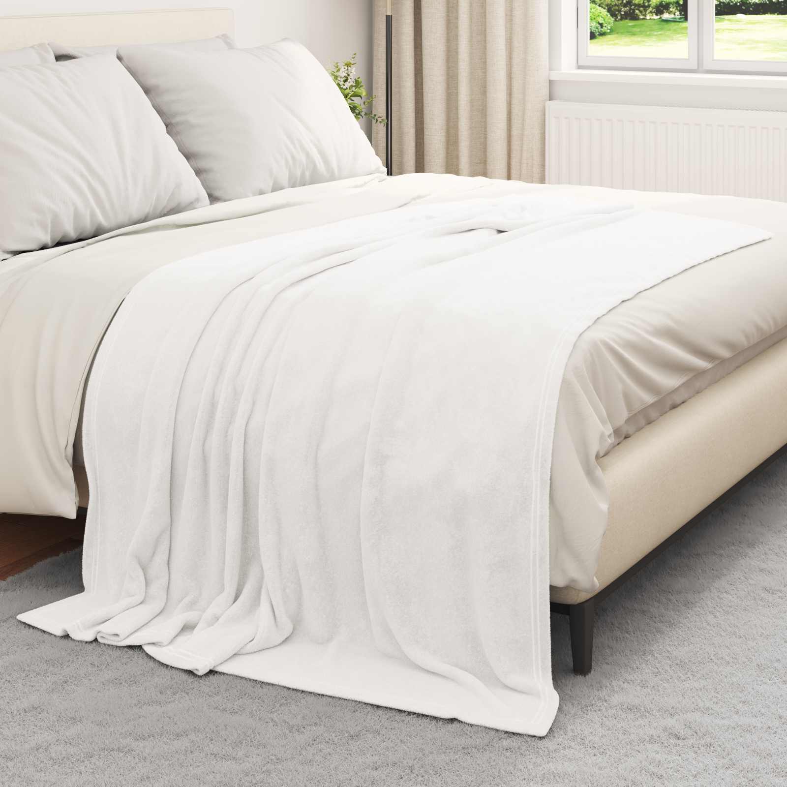 Kastetæpper 6 pcs Hvid 150 x 200 cm Fleece