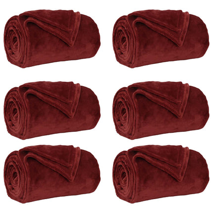 Kastetæpper 6 stk. Bordeaux Rød 130 x 150 cm 3.04 kg Fleece
