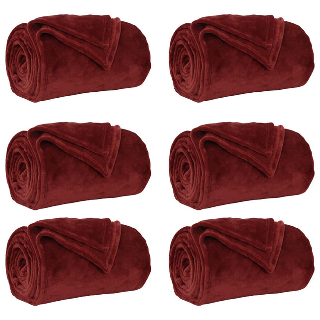 Kastetæpper 6 pcs Bordeaux Rød 150 x 200 cm Fleece