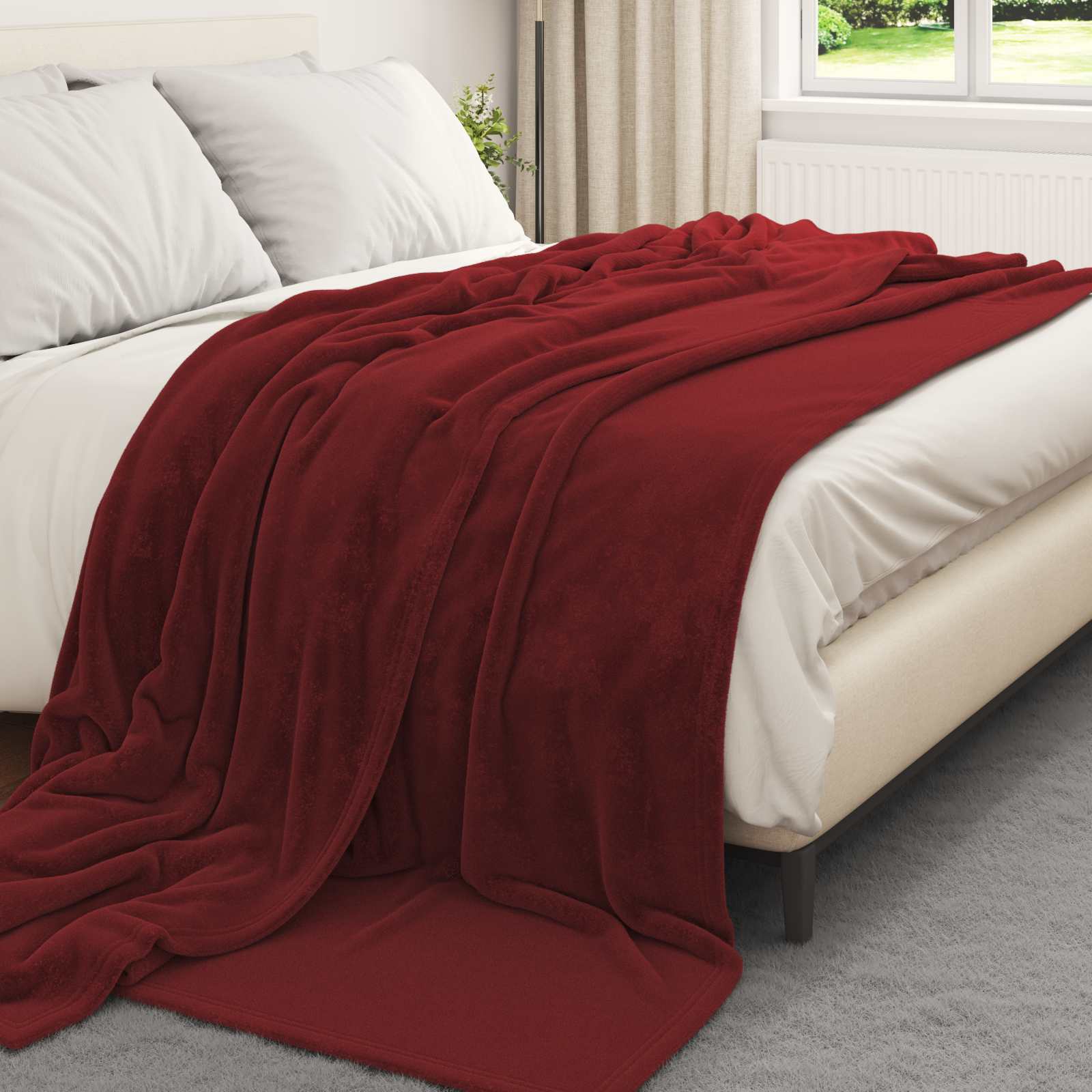 Kastetæpper 6 pcs Bordeaux Rød 240 x 270 cm Fleece