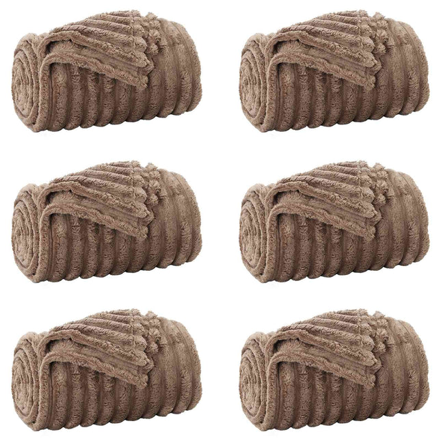 Kastetæpper 6 pcs Camel 200 x 150 cm Fleece