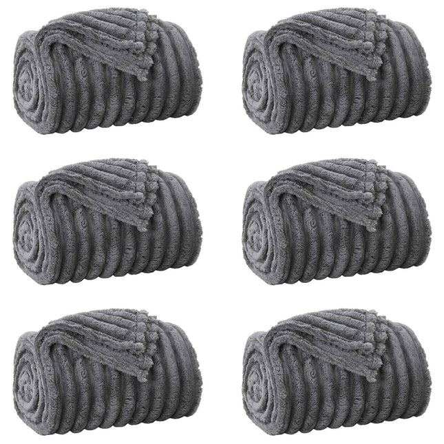 Kastetæpper 6 pcs Mørkegrå 200 x 150 cm Fleece