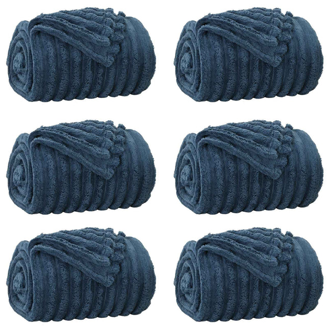 Kastetæpper 6 pcs Mørkeblå 240 x 220 cm Fleece