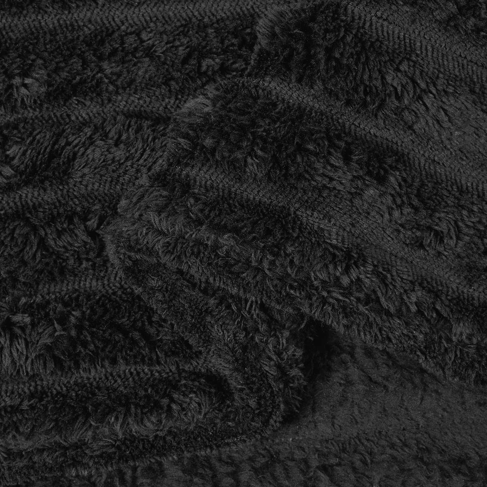 Kastetæpper 6 pcs Sort 200 x 150 cm Fleece
